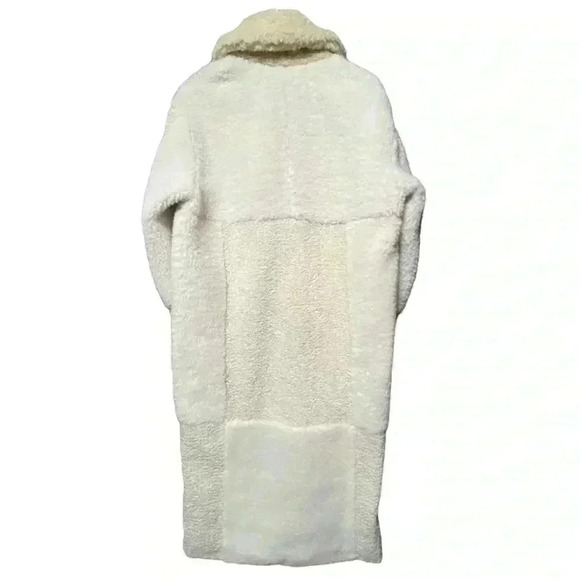 A.L.C Women’s Large Caramel Patchwork Patterned Stanley Faux Shearling Coat NWT - Picture 5 of 11